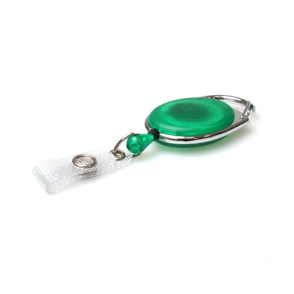 Bilde av Green translucent carabiner ID badge reel with reinforced strap. 60270234 (DE,SE,NO,FI,RO,PL)